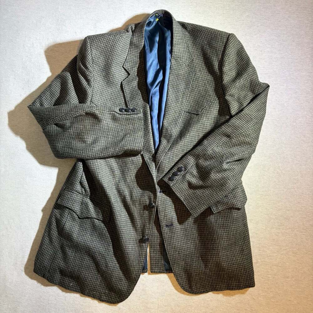 Circle S Dallas Texas Vintage Western Style Houndstooth Blazer Sport Coat 48L